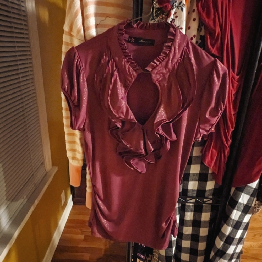 Purple front snapped blouse